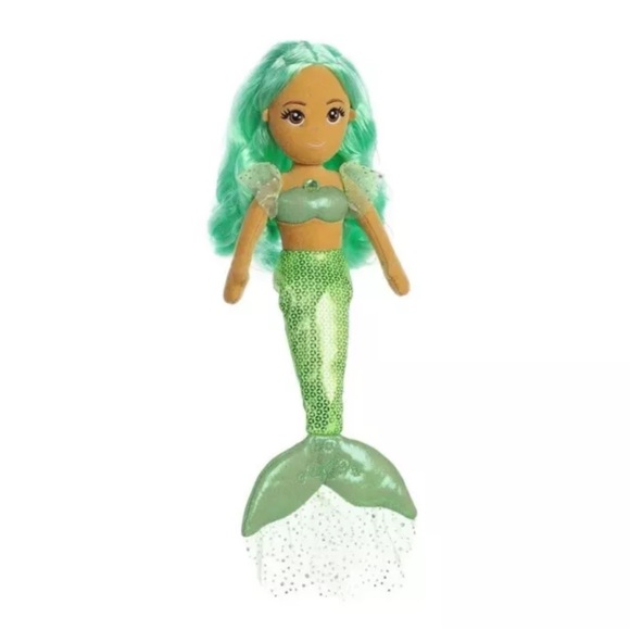 Aurora Emerald Sea Sparkles Hair Mermaid Doll Green Soft 18" Stuffed Toy - Picture 2 of 5